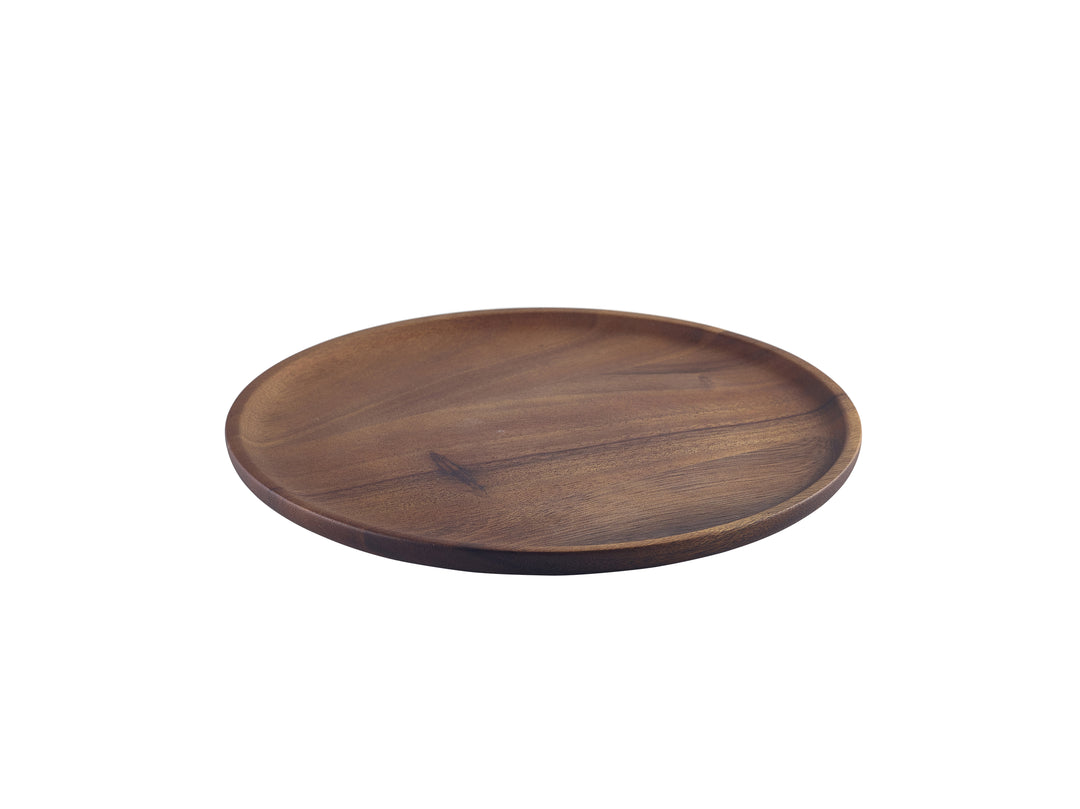Genware Acacia Wood Serving Plate 26cm Dia