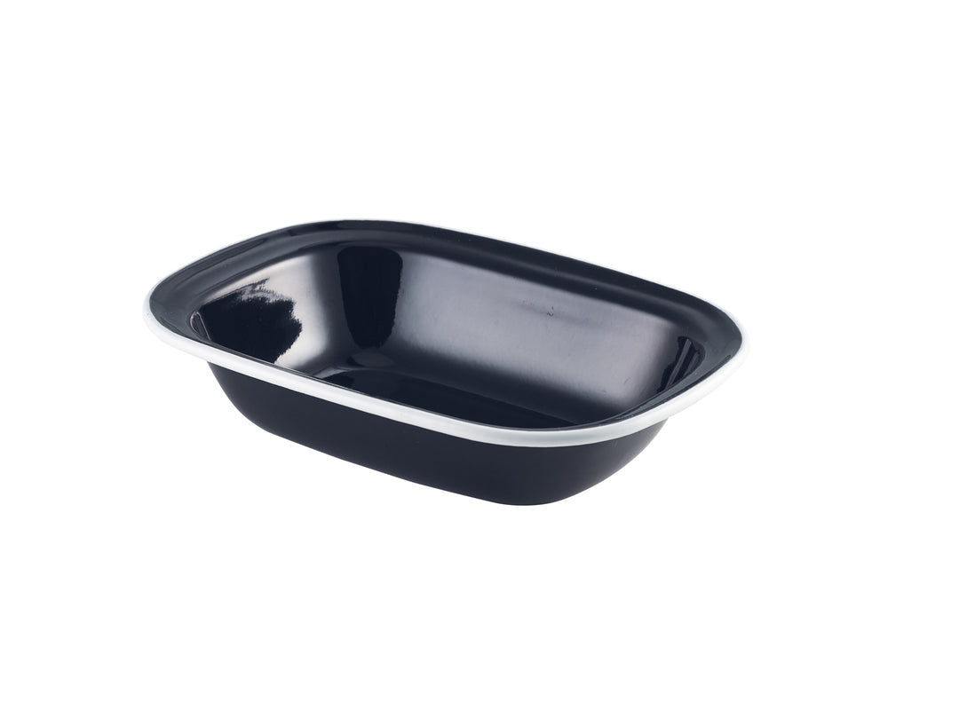 Berties Black/White Rim Enamel Pie Dish 20x15cm