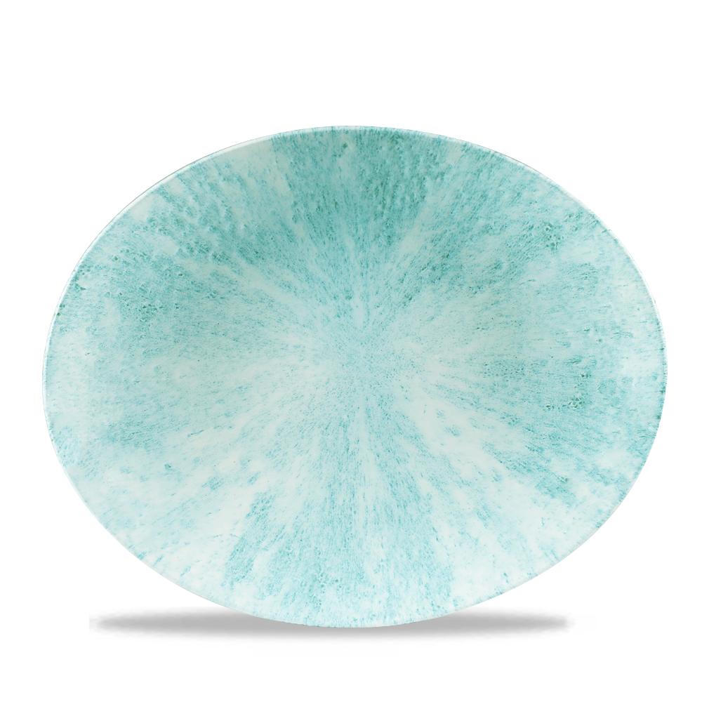 Churchill Studio Prints Stone Oval Coupe Plate Aquamarine 31.7x25.5cm