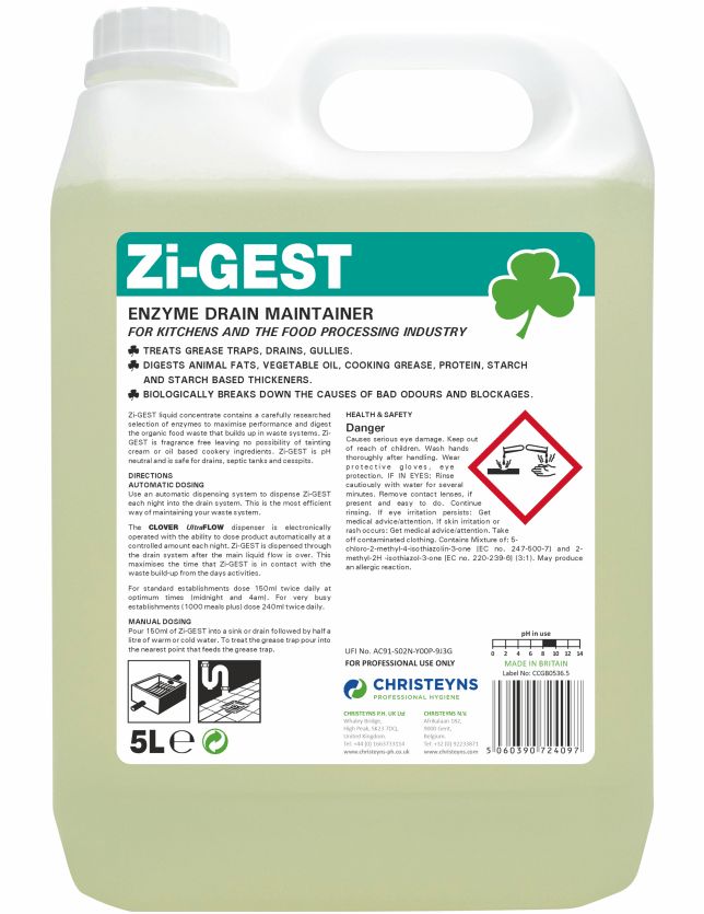 Christeyns Zi-Gest Enzyme Drain Maintainer 5L