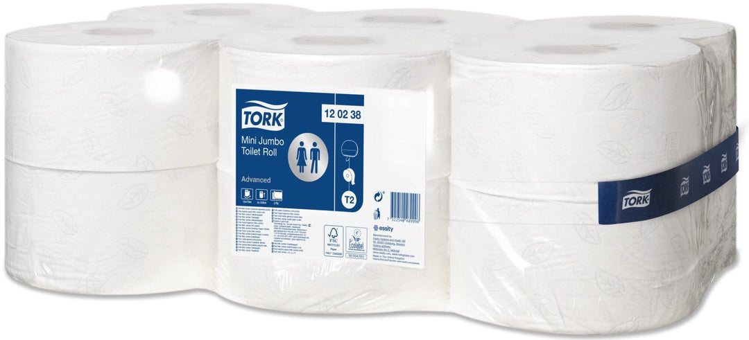 Tork Mini Jumbo Toilet Rolls 2 Ply White