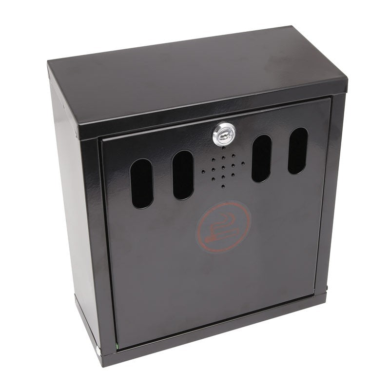 Genware Black Stainless Steel Outdoor Ashtray - Wall Mounted