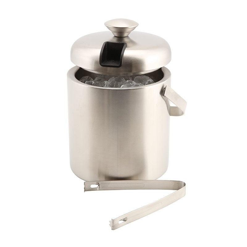 Genware Ice Bucket Stainless Steel Insulated with Tong 1.2L