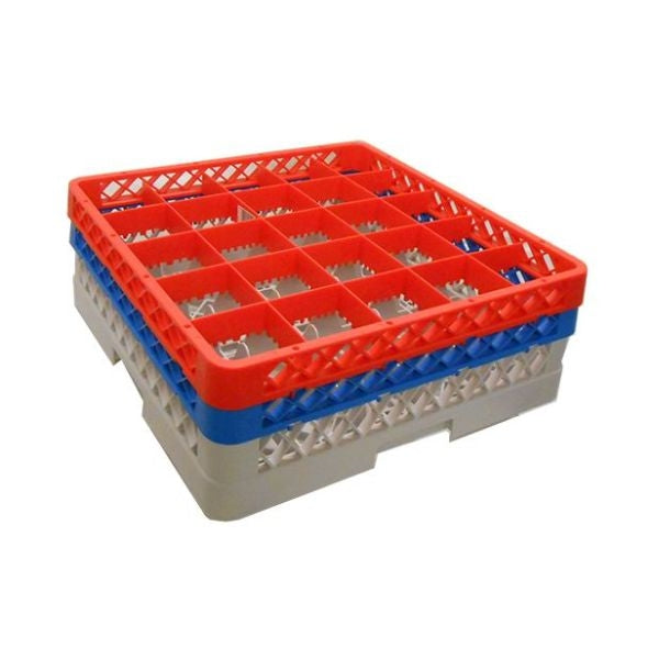 Genware 25 Compartment Glass Rack With 2 Extender 500x500mm