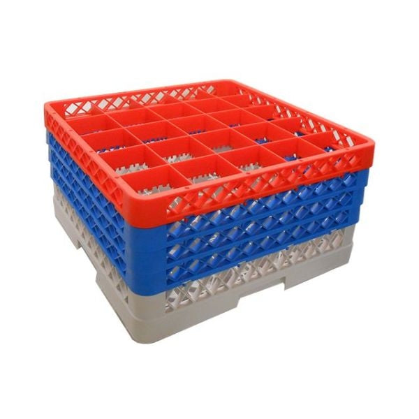 Genware 25 Compartment Glass Rack With 4 Extender 500x500mm