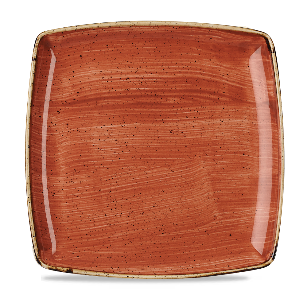 Churchill Stonecast Deep Square Plate Spiced Orange 26.8cm-10.6"