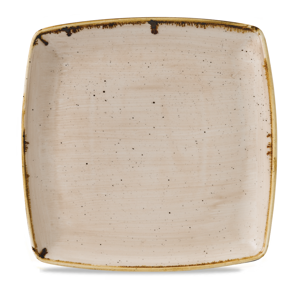 Churchill Stonecast Deep Square Plate Nutmeg Cream 26.8cm-10.6"