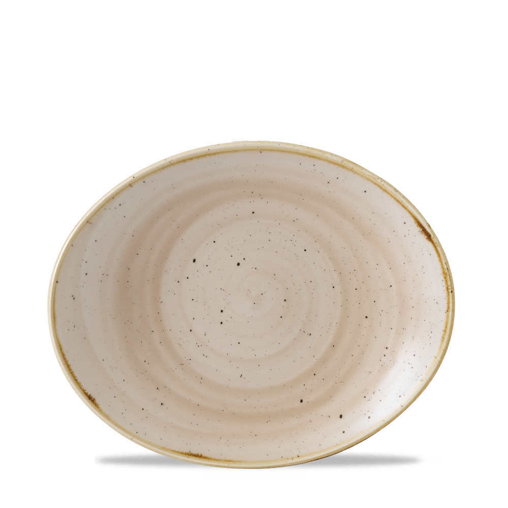 Churchill Stonecast Oval Coupe Plate Nutmeg Cream 19.2x16cm-7.6x6.3"