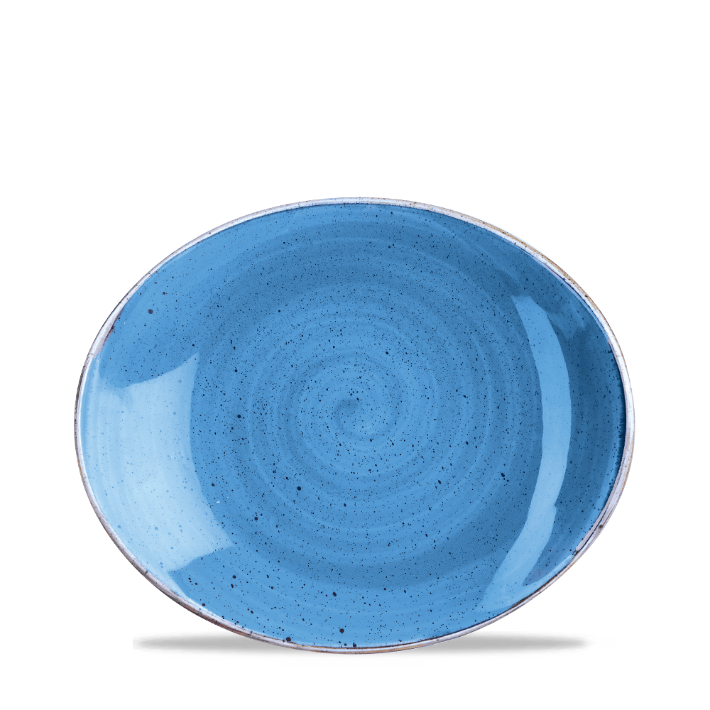 Churchill Stonecast Oval Coupe Plate Cornflower Blue 19.2x16cm-7.6x6.3