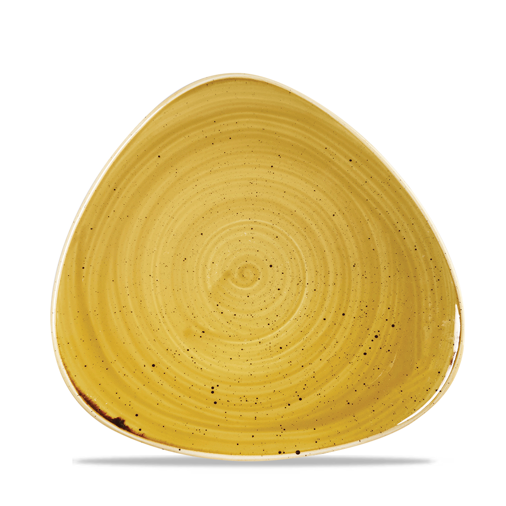 Churchill Stonecast Triangle Plate Mustard Seed Yellow 19.2cm-7.6"