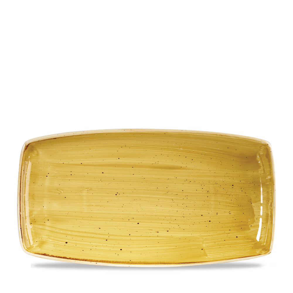 Churchill Stonecast Oblong Plate Mustard Yellow 35x18.5cm-13.75x7.3"