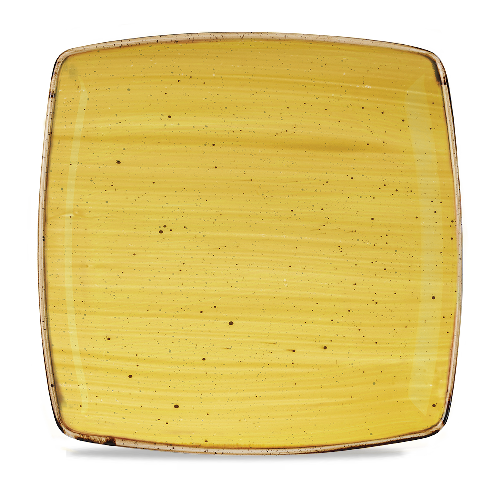 Churchill Stonecast Deep Square Plate Mustard Yellow 26.8cm-10.6"