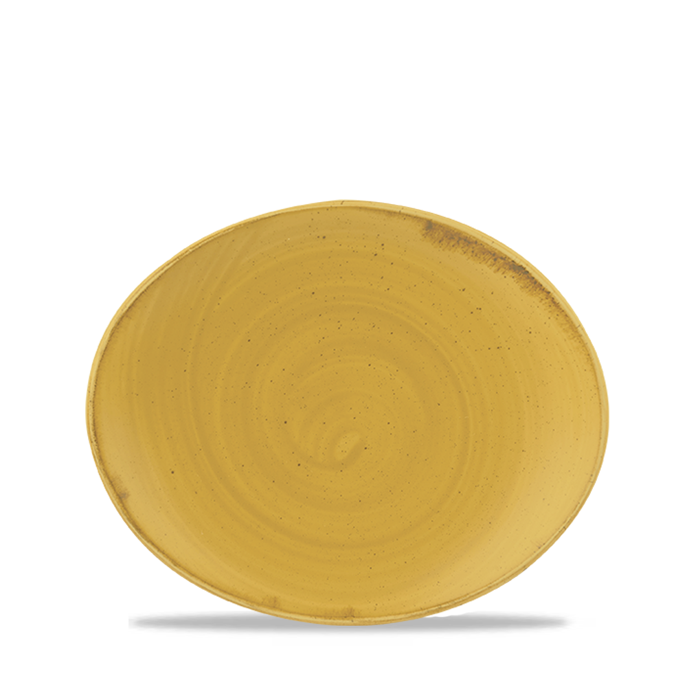 Churchill Stonecast Oval Coupe Plate Mustard Seed Yellow 19.2x16cm-7.6x6.3"
