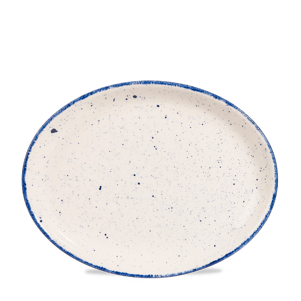 Churchill Stonecast Hints Oval Plate Indigo Blue 30.5cm-12"