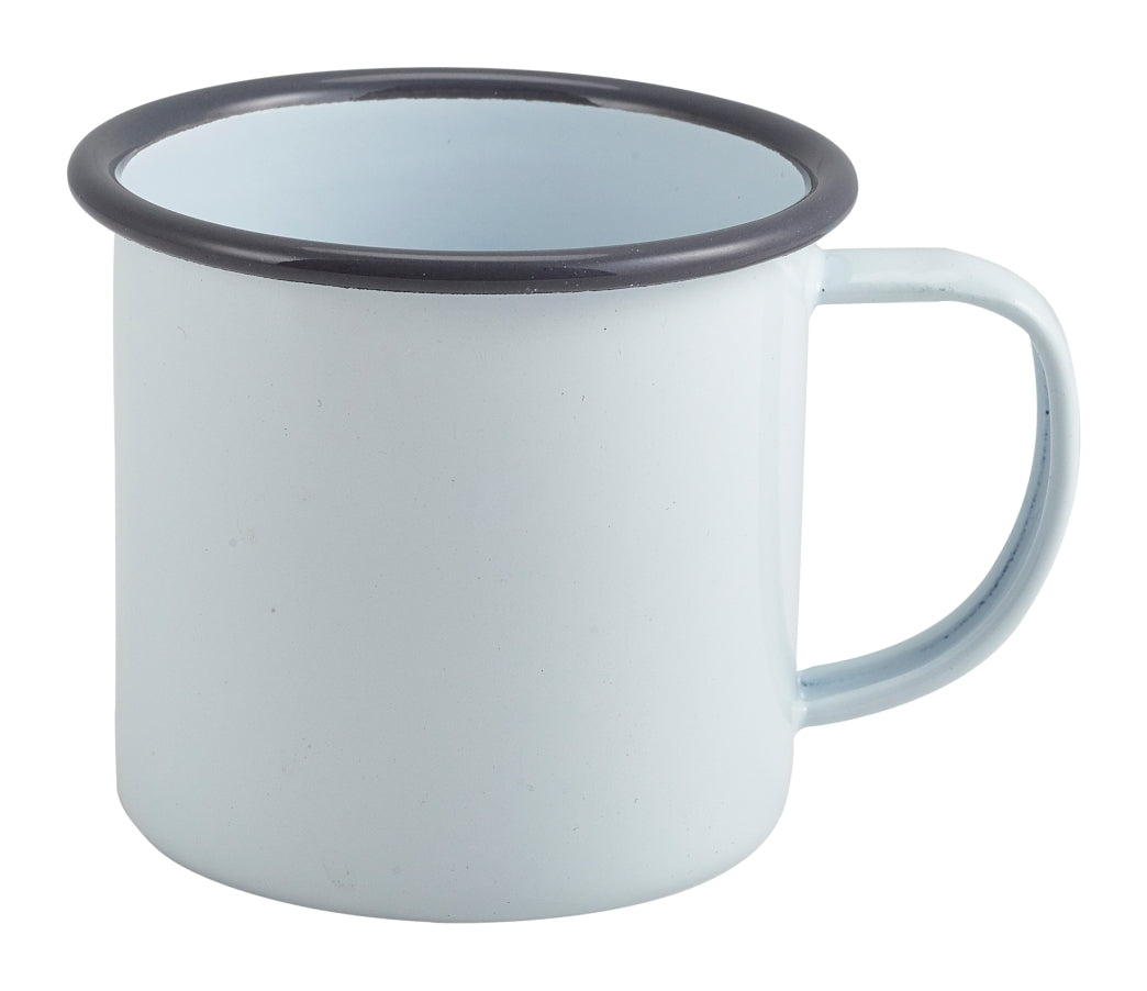 Berties Enamel Mug White with Grey Rim 36cl-12.5oz
