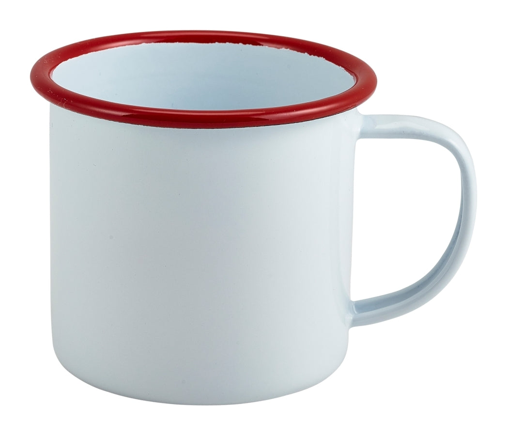 Berties Enamel Mug White with Red Rim 36cl-12.5oz