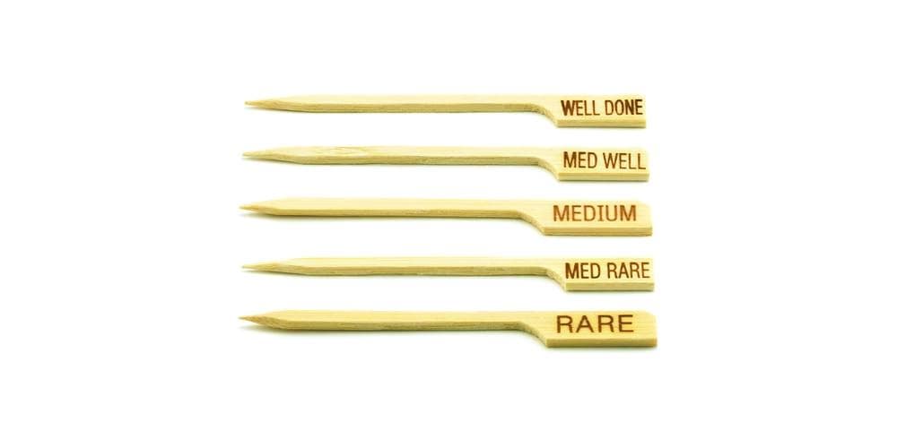 Berties Bamboo Steak Picks "WELL DONE" 9cm/3.5"