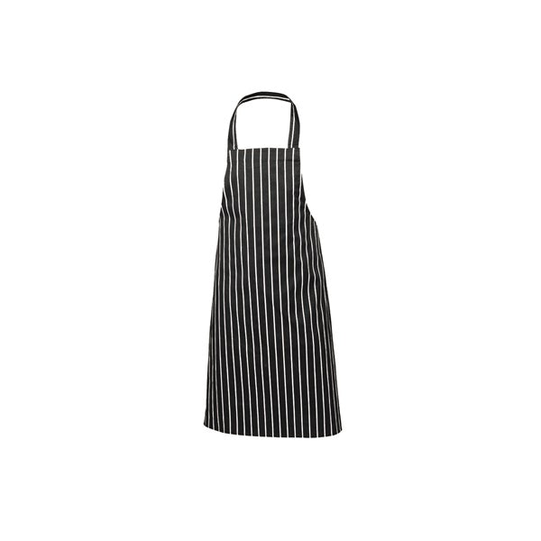 Genware Bib Apron Butchers Stripe Black and White 70cm x 100cm
