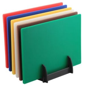 Genware Low Density Chopping Board Set 375x225x12.5mm and Rack