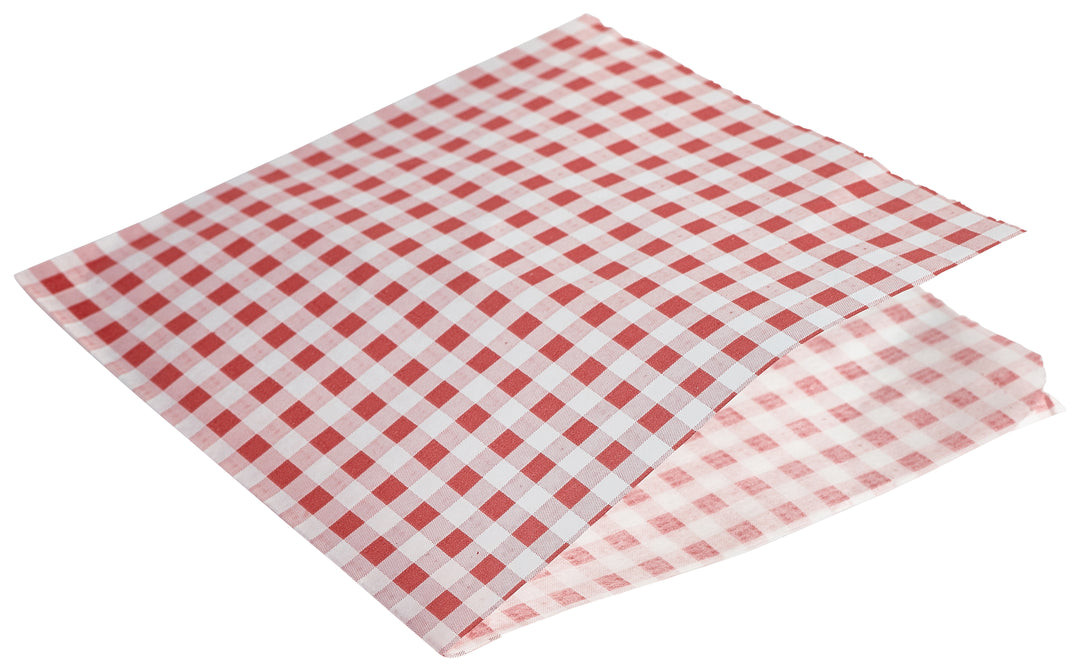 Berties Greaseproof Paper Bags Gingham Red 17.5cm