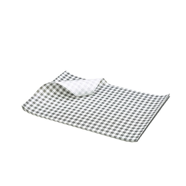 Berties Greaseproof Paper Gingham Black 25x20cm