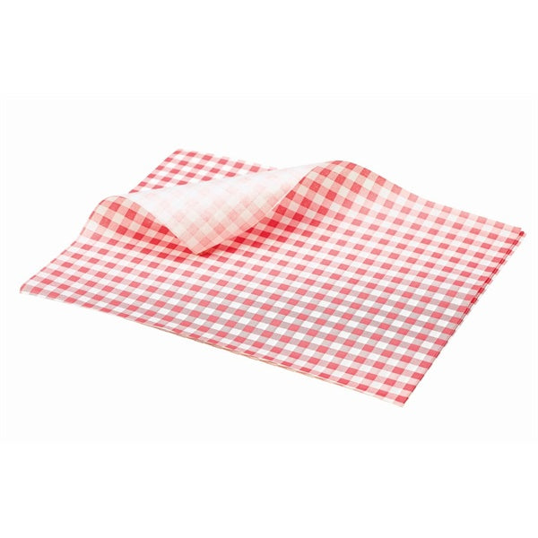 Berties Greaseproof Paper Gingham Red 25x20cm