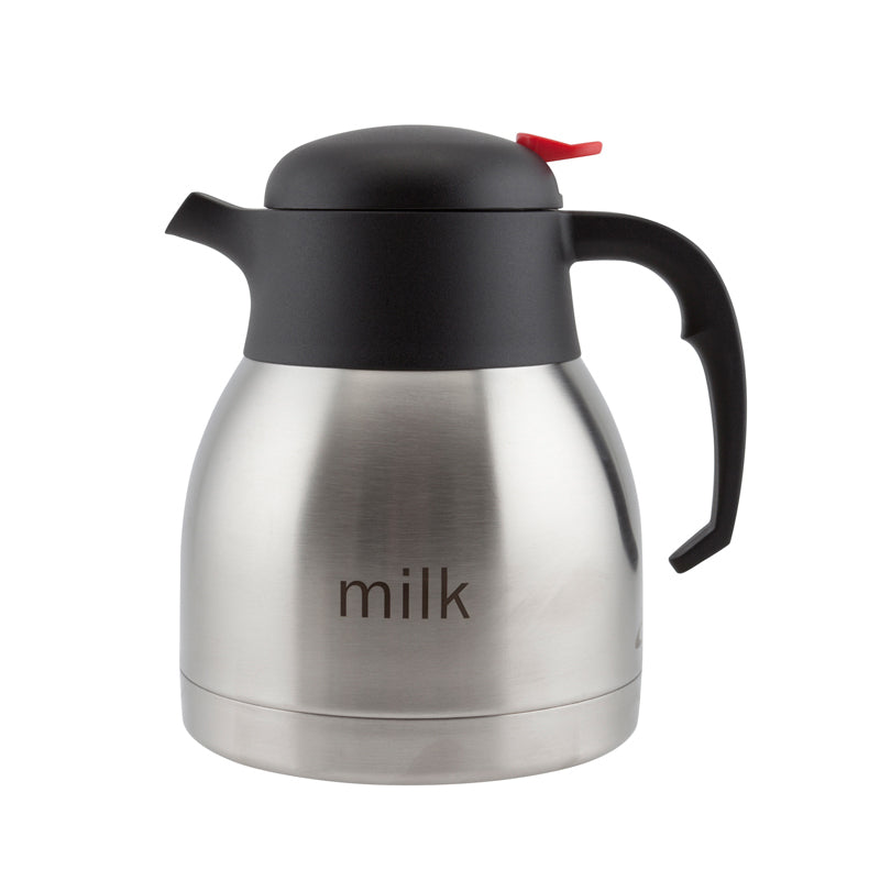 Genware Milk Inscribed Push Button Vacuum Jug 1.2L