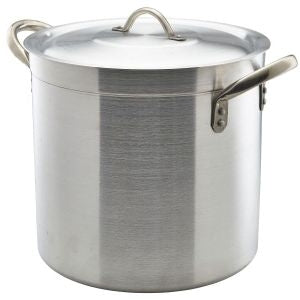 Genware Aluminium Medium Duty Deep Stockpot and Lid 36cm, 37L