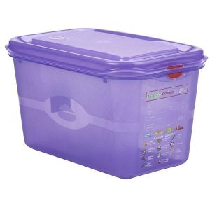Genware Polycarbonate Allergen Container Purple GN 1/4 150mm Deep 4.3L