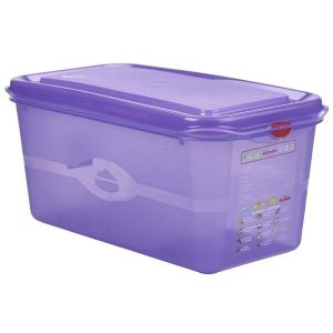 Genware Polycarbonate Allergen Container Purple GN 1/3 150mm Deep 6L
