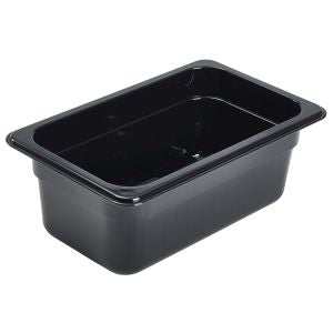 Genware Polycarbonate Black Gastronorm 1-4 100mm deep