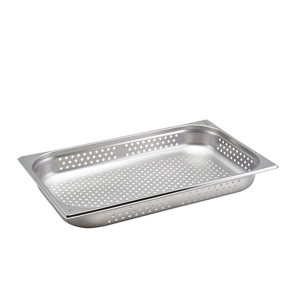 Genware Stainless Steel Perforated Gastronorm 1-1 65mm Deep