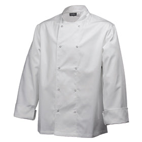 Genware Basic Stud Chef Jacket Long Sleeve White S 36"-38"