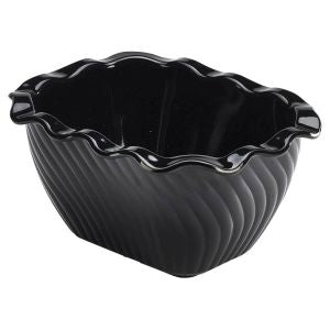 Genware Tulip Deli Wavy Edge Crock Black 1.1Kg