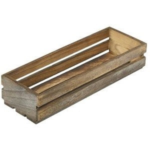 Genware Wooden Crate Dark Rustic 34x12x7cm