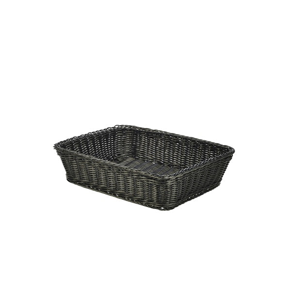 Genware Polywicker Display Basket Black 36.5x29x9cm
