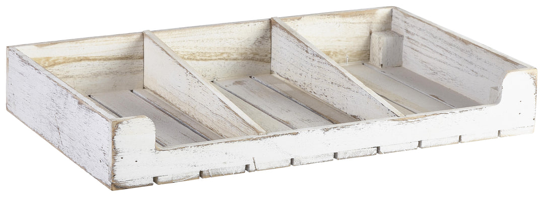 Genware Wooden Crate Rustic White Wash 53x32x8cm