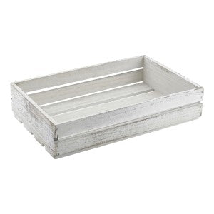 Genware Wooden Crate White Wash 35x23x8cm