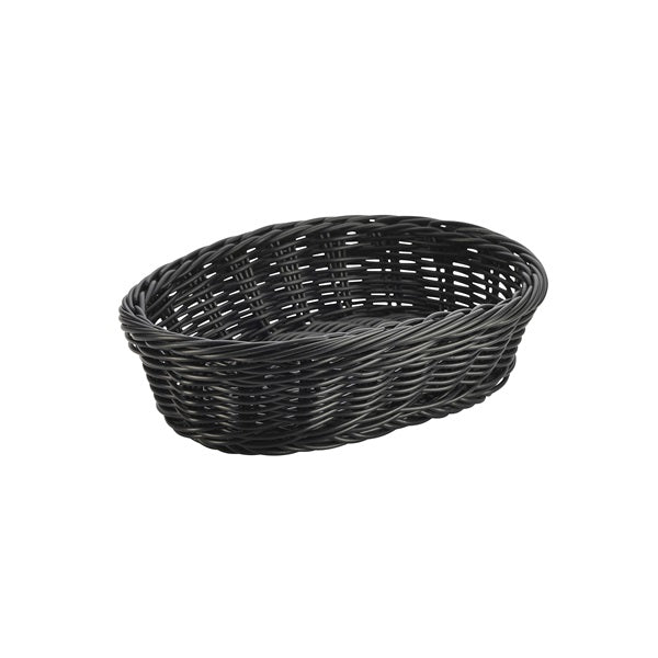 Genware Polywicker Oval Basket Black 22.5x15.5cm