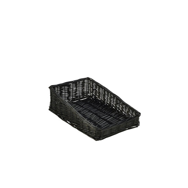 Genware Wicker Display Basket Black 40x25x12cm