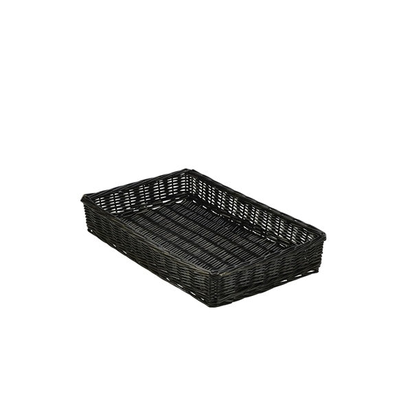 Genware Wicker Display Basket Black 46x30x8cm