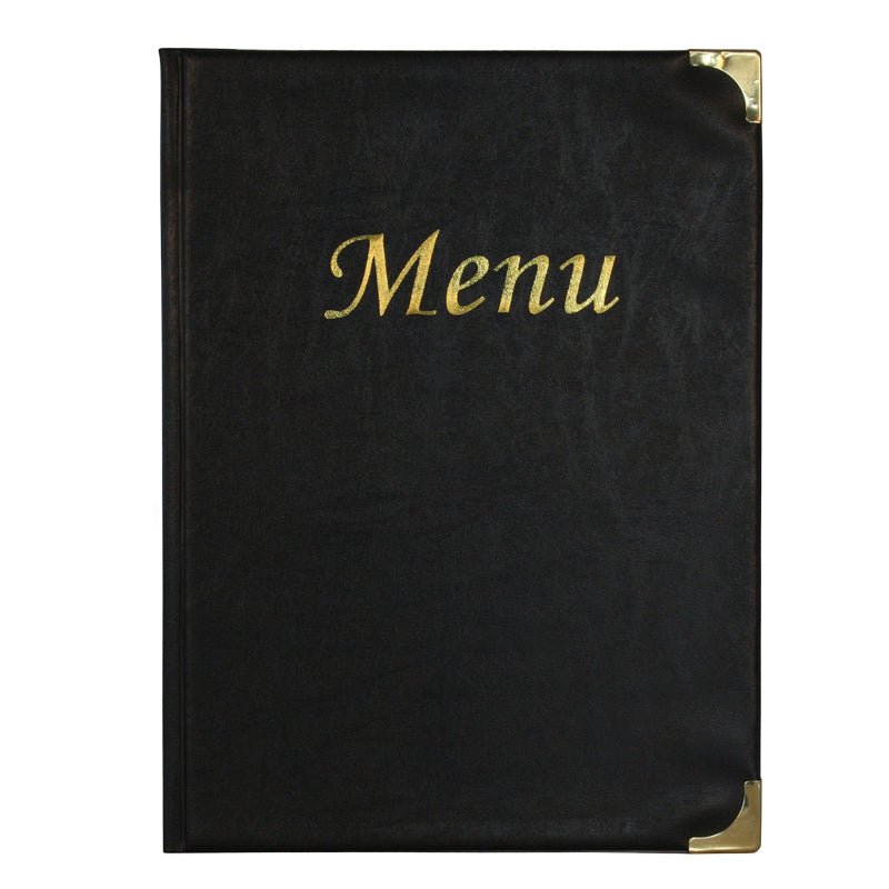 Berties Basic A5 Menu Cover Black 8 Pages