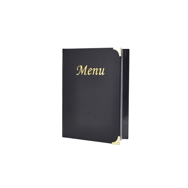 Berties Basic A5 Menu Cover Black 8 Pages