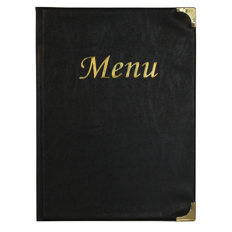 Berties Basic A4 Menu Cover Black 8 Pages