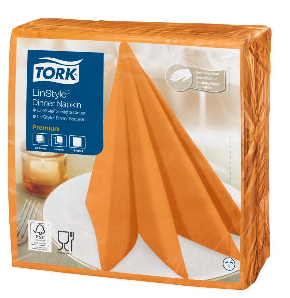 Tork Linstyle Orange Dinner Napkin 39cm