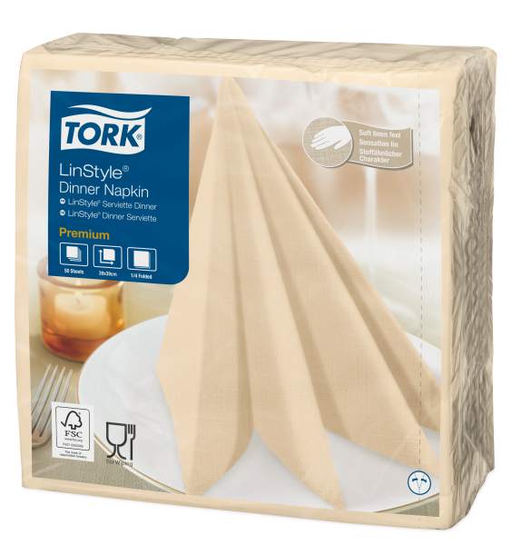 Tork Linstyle Cream Dinner Napkin 39cm