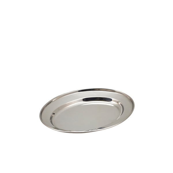 Genware Stainless Steel Oval Meat Flat Platter 200x140mm