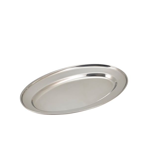Genware Stainless Steel Oval Meat Flat Platter 350x220mm