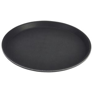 Genware Heavy Duty Round Fibreglass Tread Tray Black 355mm