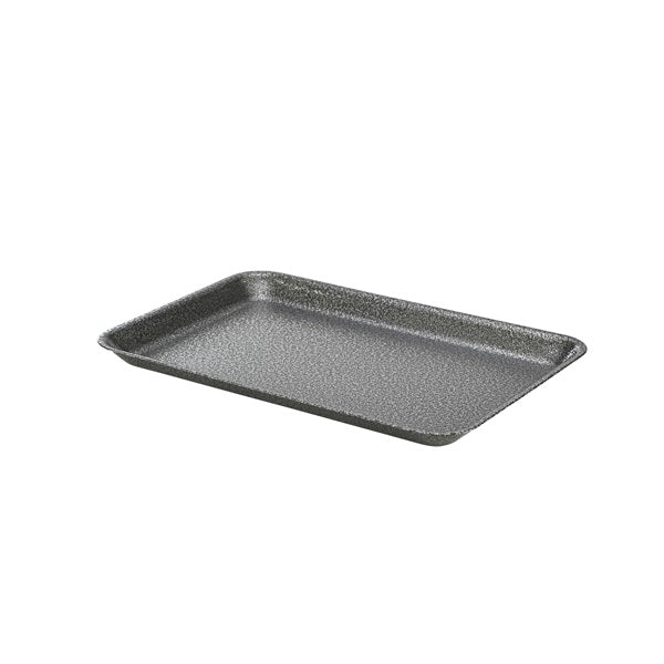 Genware Galvanised Steel Tray Hammered Silver 31.5x21.5x2cm